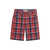 nautica boys' flat front plaid shorts, seaside red, 2t