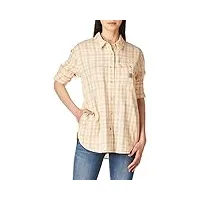 carhartt women's loose fit lightweight plaid shirt, cantaloupe, small