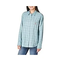 carhartt women's size loose fit lightweight plaid shirt, tourmaline, 1x plus
