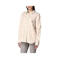 carhartt women's loose fit lightweight plaid shirt, natural, xx-large
