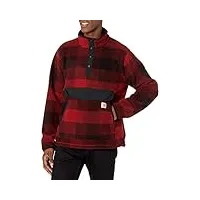 carhartt relaxed fit fleece pullover pull, oxblood plaid, xxl homme