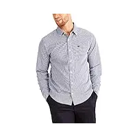 dockers men's classic fit long sleeve signature comfort flex shirt (standard and big & tall), medieval blue-gingham plaid, xx-large