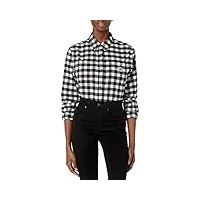 carhartt women's rugged flex loose fit midweight flannel long-sleeve plaid shirt, black, extra small