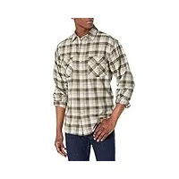carhartt men's rugged flex relaxed fit midweight long-sleeve snap-front plaid shirt, basil, 2x-large