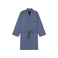 mariner - peignoir fin en pur coton doublé éponge - couleur - bleu - pointure - 3/medium
