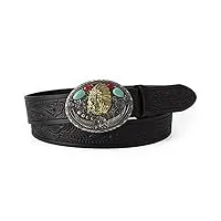 jywdzsh ceinture homme cuir gaufrage en alliage boucles parure ceinture homme homme mode western cowboy cadeau, comme indiqué, 115 cm
