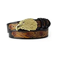 jywdzsh ceinture homme boucle d'aigle en cuir gaufrage parure ceinture hommes aigle ceinture western cowboy mode cadeau, comme indiqué, 110 cm