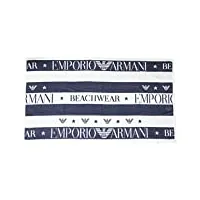 emporio armani swimwear swimwear towel serviette de plage, indigo logo stripes, taille unique unisexe-adulte