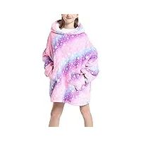 pterygoid couverture à capuche surdimensionnée en polaire sherpa, couverture à capuche moelleuse et chaude avec poche avant pour enfants et adolescents, violet, xxl-4xl