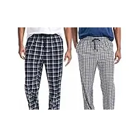 nautica lot de 2 pantalons de pyjama en polaire douce pour homme, plaid noir/carreaux gris et blanc, medium