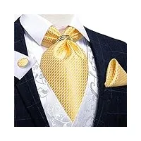 zying hommes jaune blanc plaid silk cravat mariage formel auto britannique style style cravate accessoire (color : gold ring, size : one size)
