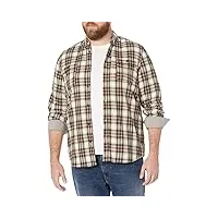 guess men's long sleeve collins plaid pocket shirt, green/desert check, x-large