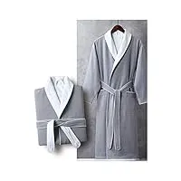 peignoir luxury womens robes longues peignoirs en peluche doux for femmes hommes chaud hotel spa peignoir kimono double couche (color : light gray, size : s 165)