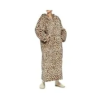 zyxdk Énorme couverture longue portable sweat à capuche en sherpa pour adulte, flanelle Épaisse sweat-shirt pour l'intérieur et l'extérieur (color : beige, size : one size)