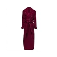 vêtements de nuit pour femmes peignoir en molleton de corail moelleux robe de chambre légère à manches longues vêtements de détente (couleur : violet, taille : large) (rouge e), peignoir