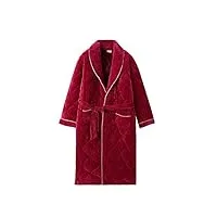 robe de chambre peignoir pour hommes, peignoir d'intérieur en peluche doux et chaud peignoir kimono en tissu peignoirs longs peignoir à col châle (couleur : rouge, taille : x-large) (rouge e), peign