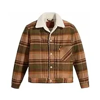 levi's type i sherpa trucker jacket, barold plaid winter moss, xl homme