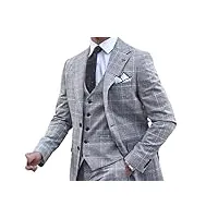 ddsp tweed hiver tweed plaid mens hommes for le marié mariage tuxedo trois pièces veste veste veste pants set blazer d'entreprise formelle (color : 1, size : 3xl.)