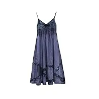 zying patchwork plaid plaid robe en denim rétro col v-col v-col v solitive robes de suspension (color : blue, size : l code)