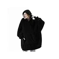 zzsrj hiver épaissir confortable la télé couverture sweat-shirt solide couverture à capuche chaude (color : style1 black)