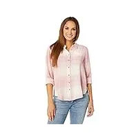lucky brand the plaid boyfriend button-down shirt pink plaid xl (us 12-14)