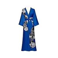 peignoir kimono robe de chambre soie léger long satin peignoir doux vêtements de nuit douche spa femmes (fleur de croquis)