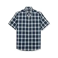 dockers chemise classique à manches courtes pour homme confort flex (standard et grande taille), bleu cendre bleu marine - hunley plaid, xx-large