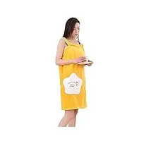 kdoq peignoirs pour femmes serviette wrap peignoir avec bandoulière plus size spa serviettes robe bath wrap serviette pour douche, yellow, l