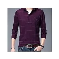 mgwye refoulez le collier homme polo chemise hommes occasionnel plaid spandex à manches longues à manches longues chute hommes vêtements (color : a, size : m code)