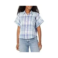 lucky brand women's relaxed plaid workwear shirt, indigo multi, x-small