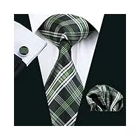 mgwye cravates for hommes soie plaid & check jacquard tige trade hanky cufflink ensemble for une fête d'affaires de mariage formelle (color : a, size : one size)