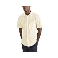dockers chemise décontractée à manches courtes pour homme (standard et grand et grand), apricot doré – hemingway plaid (popeline), taille xl