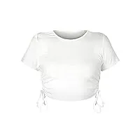 xkun chemisier t-shirt À manches courtes À manches courtes À nappe-white,l