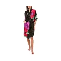 natori exotica peignoir 106,7 cm robe de chambre, noir/multicolore, m femme