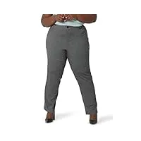 lee pantalon grande taille infroissable pour femme - coupe décontractée - jambe droite, plaid rockhill noir/blanc., 48 plus longue