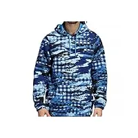 adidas men's primegreen postgame plaid pullover hoodie blue size medium