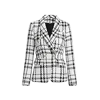 saeohnssty design Épais hiver tweed plaid blazers slim qualité classique all-match vestes beige s