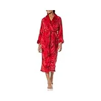 natori ryu peignoir en peluche longueur 132 cm robe de chambre, brocart rouge, l femme