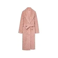 quanmengsh511 robe de chambre de luxe pour femmes peignoir en molleton de corail super doux col châle confortable vêtements de détente haut de gamme vêtements de nuit,rose,xl