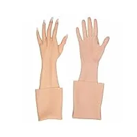 rtia crossdressing silicone gants faits à la main peau artificielle cache bras couverture brûlure cicatrices fausses mains pour drag queen cosplay,nude,wear nails