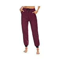 lopolike femme pantalon de pyjama plaid, rouge foncé, xxl