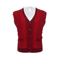 grande taille en cachemire col en v tricot pour hommes mode couleur contrastée plaid épais pull rouge m