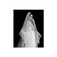yekim voile de mariée voile de mariage romantique 2 couches voiles de mariée couverture visage longue veu mariée 5 mètres cathédrale goutte voile blanc pur voile