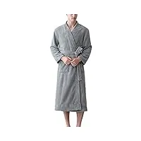 cyge cardigan en tricot pour homme peignoir spa robe kimono À manches longues pour femme chemise de nuit adulte,gris,xl