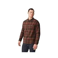 mountain hardwear men's standard plusher long sleeve shirt, washed raisin amsterdam plaid, large