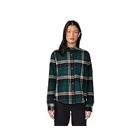 mountain hardwear women's standard plusher long sleeve shirt, dark marsh plaid print, medium