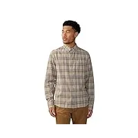 mountain hardwear men's standard big cottonwood long sleeve shirt, badlands trailhead plaid, small