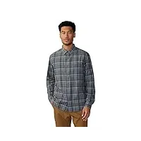 mountain hardwear men's standard big cottonwood long sleeve shirt, graphite trailhead plaid, xx-large