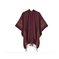 sdfgh femmes vintage stripe Écharpe hiver chaud châle wrap femme tricoté couverture Épaisse (color : red, size : one size)