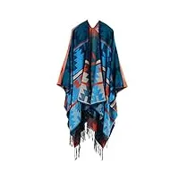 sdfgh femmes vintage géométrique gland poncho Écharpe hiver chaud châle wrap emale tricoté Épais couverture (color : a, size : one size)